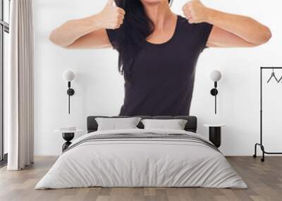 Happy woman with thumbs up Wall mural