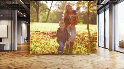 Little boy and mother playing together Wall mural