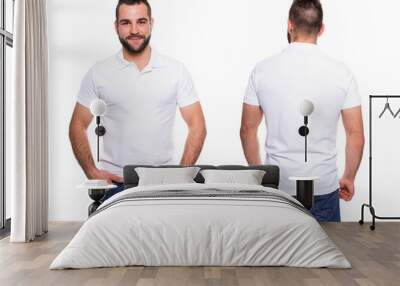 White polo shirt on a young man template Wall mural