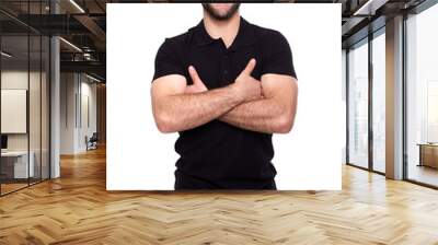 Young happy man in a black polo shirt Wall mural