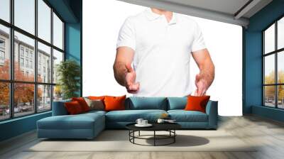 Young happy man in a white polo shirt Wall mural