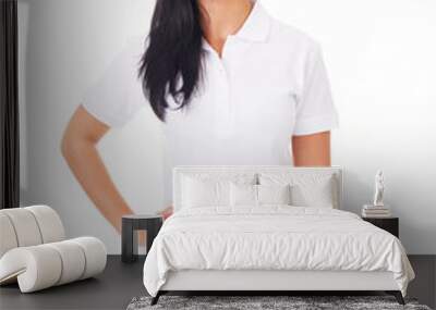 Young woman in white polo shirt Wall mural