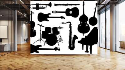 Vector Musical Instruments Silhouettes Wall mural