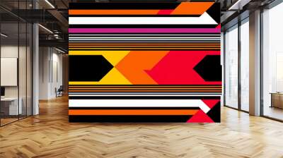 2d graphic design lines abstract background, black white grey yellow orange pink colors, generative AI Wall mural