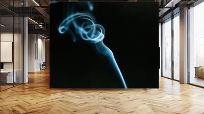 mystery dense blue smoke over dark background, abstract photo Wall mural