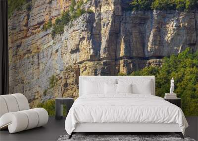 Sheer rock, face like cliff called Eagle shelf, Mezmay, Krasnodar region, Russia Wall mural