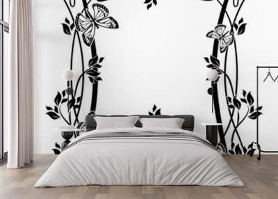 graphic element frame and flowers butterflies 2 Wall mural