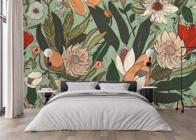 australia flowers pattern background Wall mural