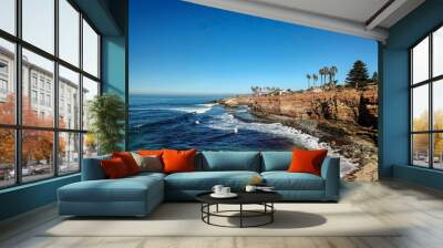 looking north at sunset cliffs on a perfect day - point loma, san diego Wall mural