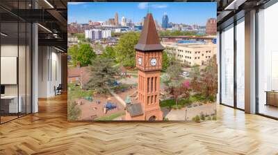 The Iconic Goebel Park Clock Tower in the Foreground of Downtown Cincinnati Wall mural