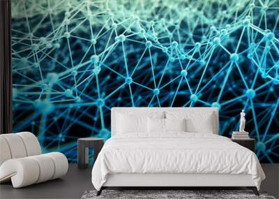 Abstract scientific  blue geometrical shapes background. 3d rendering Wall mural