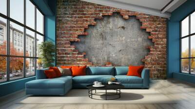 Old red brick wall damaged background Wall mural