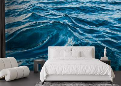 Bright blue ocean wave texture background  Wall mural