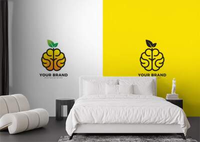 Brain fruit logo, vector graphic design Wall mural