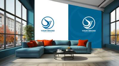 Flying bird round logo, vector graphic design Wall mural