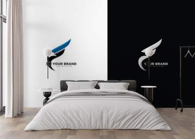 Flying eagle F logo, vector graphic design Wall mural