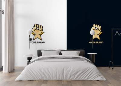 Star power logo. Star, hand, labor day icon. Vector illustration design Wall mural