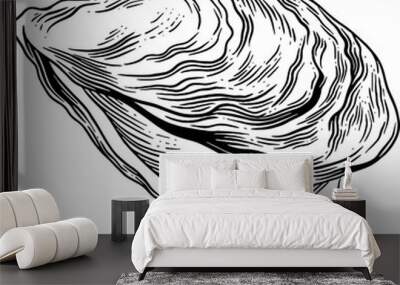 Hand drawn Oyster Shell Sketch illustration Wall mural