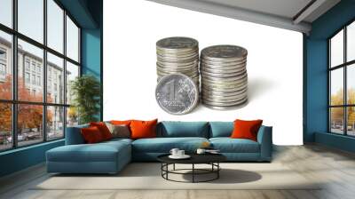 Stack of Russian ruble coins Wall mural