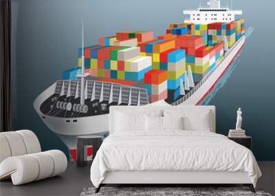 Cargo ship sailing Wall mural