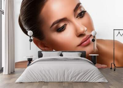 beautiful Caucasian woman, body massage, detail of the face, AI Wall mural