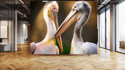 pelicans scient. name Pelecanus bird animal, AI generated Wall mural