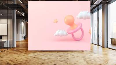 3D Pink Pacifier. 3D Illustration Wall mural