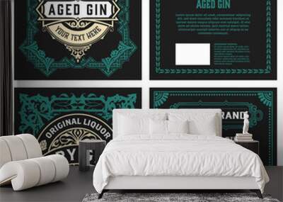 Set of 2 vintage labels for packing Wall mural