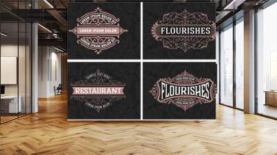 Set of 4 vintage labels for packing Wall mural