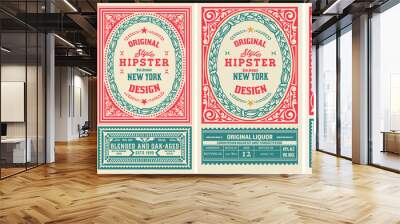 Set of 4 vintage labels. Vector layered Wall mural