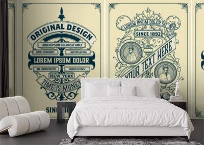 Set of Baroque designs with ornamental elements Wall mural