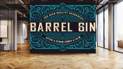 Vintage Gin label. Vector layered Wall mural