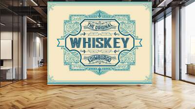 Whiskey label for packing. Vector layered Wall mural