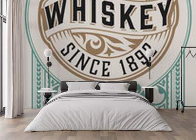 Whiskey label with old frames Wall mural