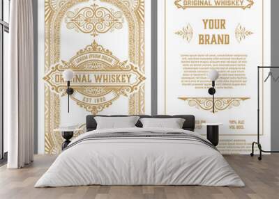 Whiskey label with old frames Wall mural