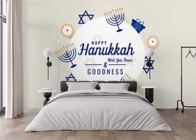 Happy Hanukkah greeting card . vector illustration. Wall mural