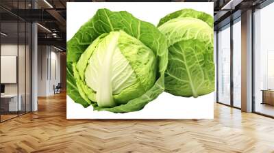 a pair of cabbages on a white background Wall mural