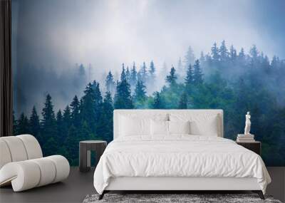 Misty mountain landscape Wall mural