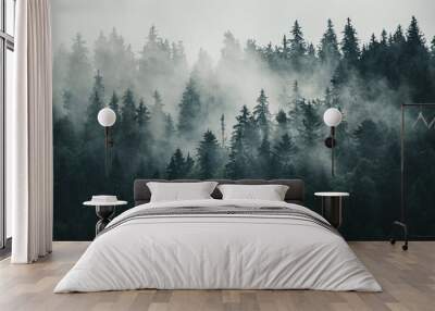 Misty mountain landscape Wall mural