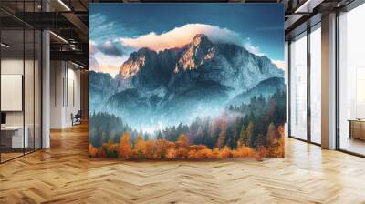 Triglav mountain peak at sunrise Wall mural