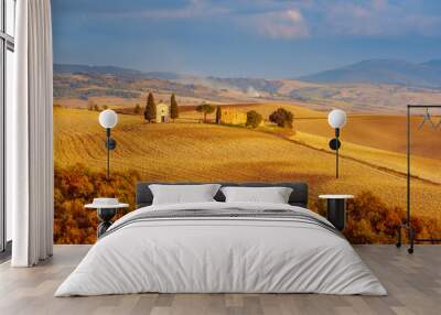 Wavy fields in Tuscany Wall mural