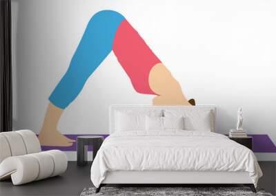 Woman doing yoga or pilates. Stretching exercises. Wall mural