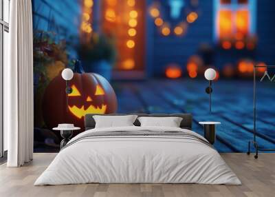 Halloween pumpkin poster design, banner, background, wallpaper Wall mural