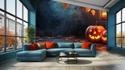 Halloween pumpkin poster design, banner, background, wallpaper Wall mural