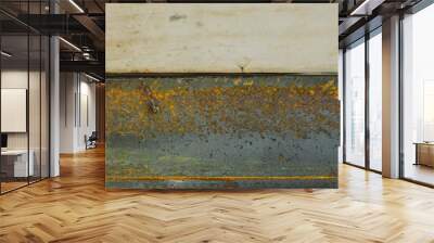 Two Wood and Metal Textures with Yellow Paint Wall mural