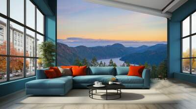 Sunset view of the Saanich inlet and gulf islands in Vancouver Island Wall mural