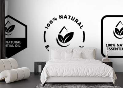 Hundred percent Essential Oil - vector signs for product packaging label. Wall mural