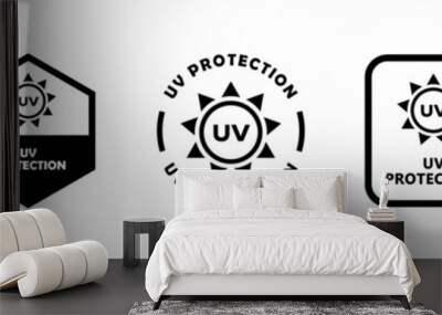 UV Protection Sign. Ultraviolet rays protection - vector labels. Wall mural