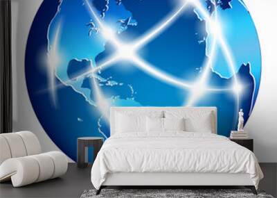 communication world, global commerce - north south america and e Wall mural