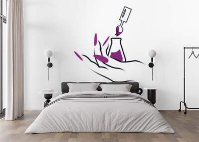 vector nail polish logo design with creative abstract style Wall mural